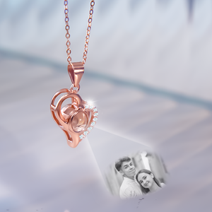 Personalized Projection Heart Photo Necklace Rose Gold Gifts for her