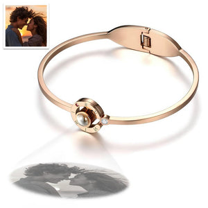Projection Bracelet Photo Bangle Rose Gold Plated Gift for Her