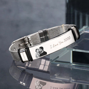 Father‘s Day Gifts Custom Photo And Engraved Stainless Steel Bracelet