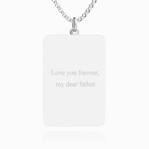 Custom Photo Necklace Engraved Rectangle Photo Necklace Silver Gifts For Father
