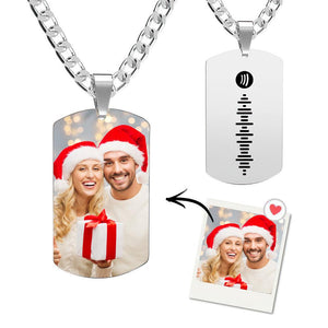 Custom Spotify Code Music Photo Necklace Stainless Steel Pendant Gifts For Dad