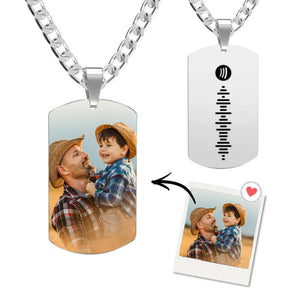 Custom Spotify Code Music Photo Necklace Stainless Steel Pendant Gifts For Dad