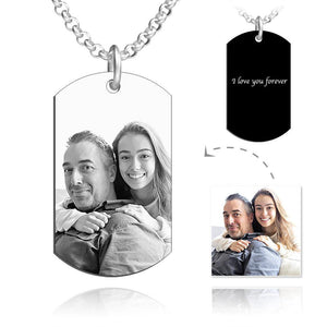 Custom Men's Engraved Stainless Steel Photo Pendant Necklace Gifts For Dad
