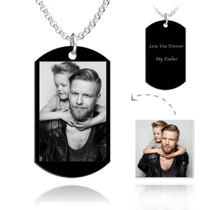 Custom Men's Engraved Stainless Steel Photo Necklace Gifts For Dad