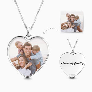 Gifts Custom Photo Heart Tag Necklace Engraved Pendant Father‘s Day