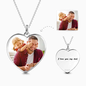 Gifts Custom Photo Heart Tag Necklace Engraved Pendant Father‘s Day