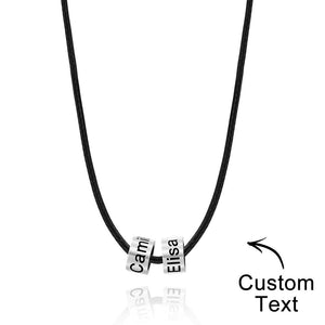 Custom Engraved Necklace Tube Bead Braided Necklace Gift for Men For Father