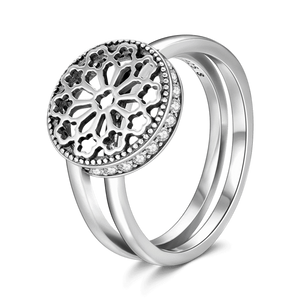 Hollow Pattern Band Ring Sterling Silver For Girls Birthday Gift