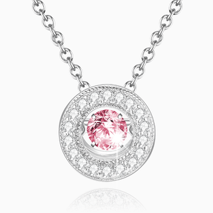 Lover Pendant Necklace Rose Round Silver Chain For Women