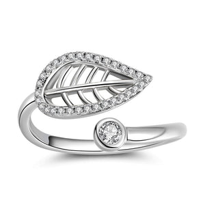 Leaf Silver Half Ring With Zircon For Women Girls
