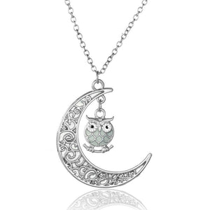 Owl Luminous Alloy Necklace Yellow And Green For Girls
