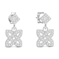 Flower Zirconia Dangle Earring Silver Plated For Girls Women