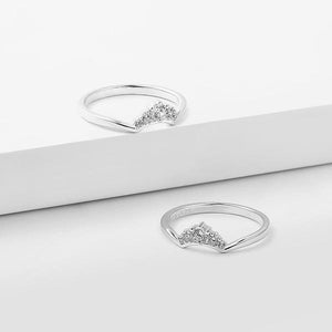 Crown Simple Silver Ring With Zircon For Women Girls