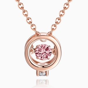 Rose Gold Pendant Necklace Rose Round Stone For Women