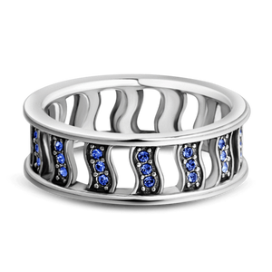 Wave Hollow Modern Ring With Swarovski Zircon For Women Girls