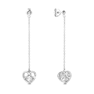 Heart Earrings Platinum Plated Silver For Women