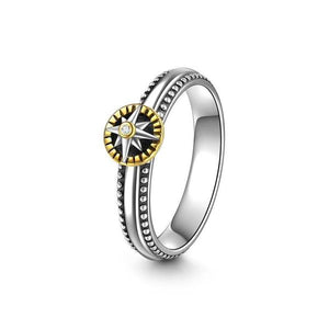 Compass Silver Simple Halo Ring For Girls Women