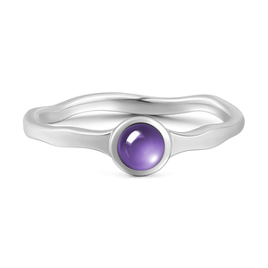 Purple Crystal Silver Wedding Ring For Women Girls
