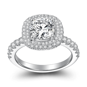 Pure Love Wedding Halo Ring With Zircon Sterling Silver For Women Girls