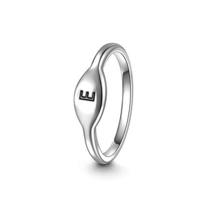 Letter E Simple Silver Ring For Women Girls Birthday Gift