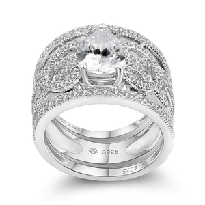 Women's Wedding Promise Ring Set 925 Sterling Silver