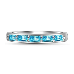 Blue Zirconia Simple Ring 925 Sterling Silver For Women Girls