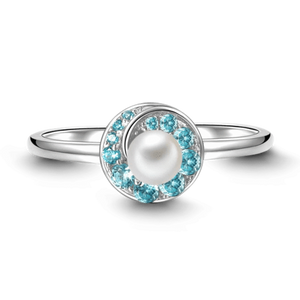 Blue Swirl Pearl Ring 925 Sterling Silver For Women Girls