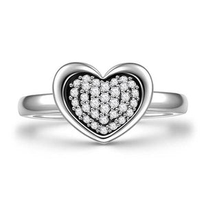 Heart Shape Silver Ring For Girls Women Birthday Gift