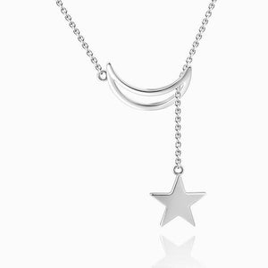 Moon And Star Pendant Necklace Sterling Silver For Women Girls