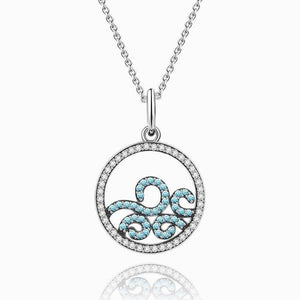 Circle Necklace With Sea Wave Silver Anniversary Gifts