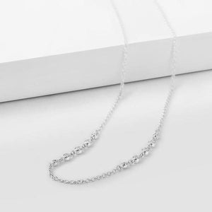 Adjustable Cable Chain Basic Necklace With CZ Beads 17.7in