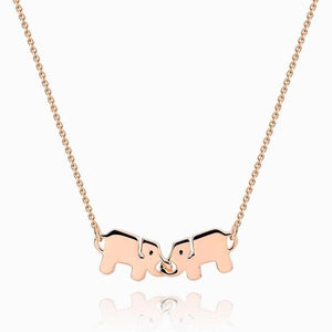 Best Friend Necklace Two Elephants Rose Gold Plated Silver