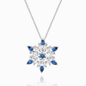 Blue Snowflake Necklace Winter Pendant Necklace Gifts For Her