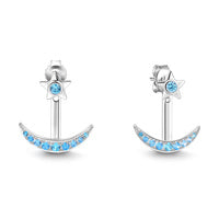 Sailboat Star Zircon Silver Stud Earrings For Women