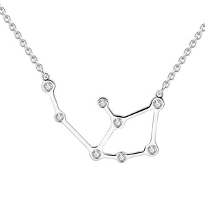 Aquarius Silver Necklace With Swarovski Zircon Birthday Gift