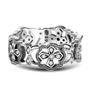 Cross Silver Ring With Zircon For Girls Women Birthday Gift