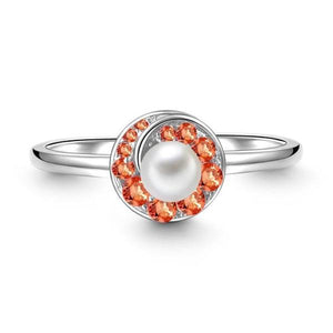 Orange Swirl Pearl Ring 925 Sterling Silver For Women Girls Anniversary Day Gift