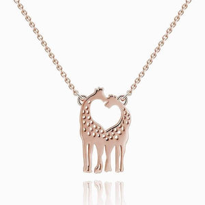 Couple Giraffes Necklace Rose Gold In Silver For Women
