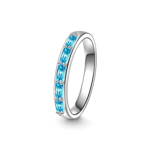 Blue Zirconia Simple Ring 925 Sterling Silver For Women Girls