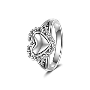 Heart Silver Halo Ring For Women Girls Birthday Anniversary Gift