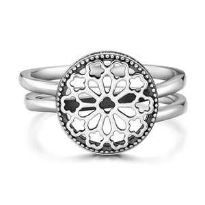 Hollow Pattern Band Ring Sterling Silver For Girls Birthday Gift