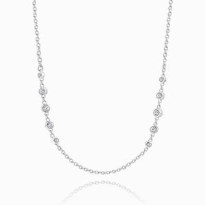 Adjustable Cable Chain Basic Necklace With CZ Beads 17.7in