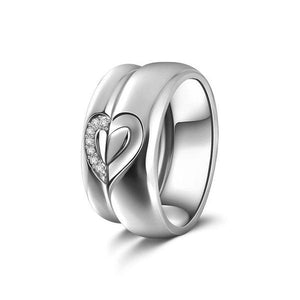 Half Heart Silver Ring With Zircon For Girls Women Birthday Gift