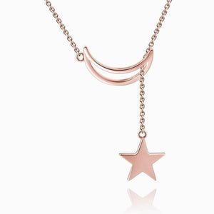 Moon And Star Necklace Rose Gold Plated Silver Necklace For Women