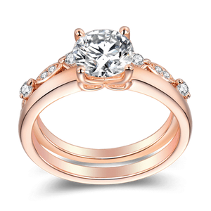 Morning Dew Rose Gold Ring Silver With Zircon For Women