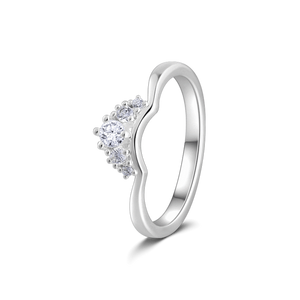 Crown Simple Silver Ring With Zircon For Women Girls