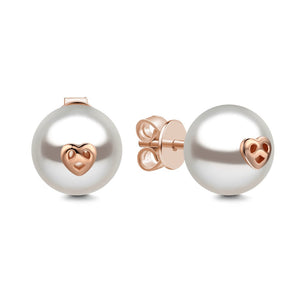 Rose Gold Stud Earring With Swarovski Pearl For Women Girlfriend
