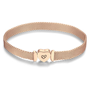 Fashion Heart Rose Gold Bracelet For Women Girls
