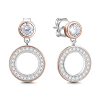 Angle Hoop Earrings Rose Gold Plated Silver For Women