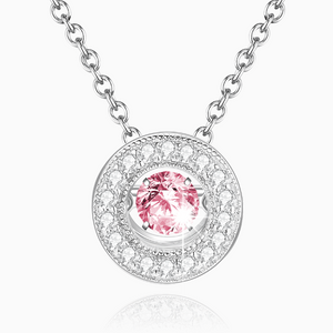 Lover Pendant Necklace Rose Round Silver Chain For Women